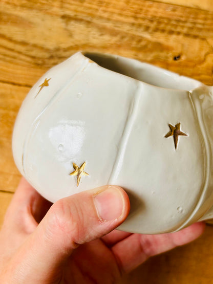 Tasse citrouille blanc et or - imparfaite
