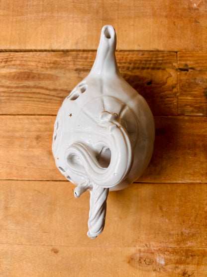 Théière citrouille - photophore blanc et or - 5 - imparfaite