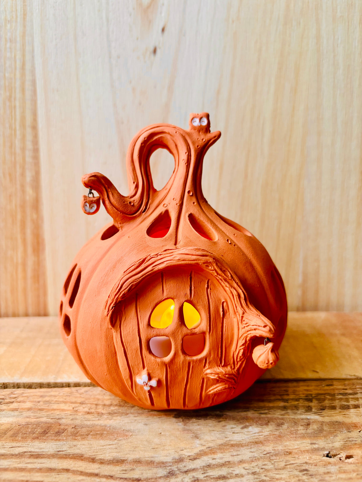 Maison citrouille - photophore orange 6