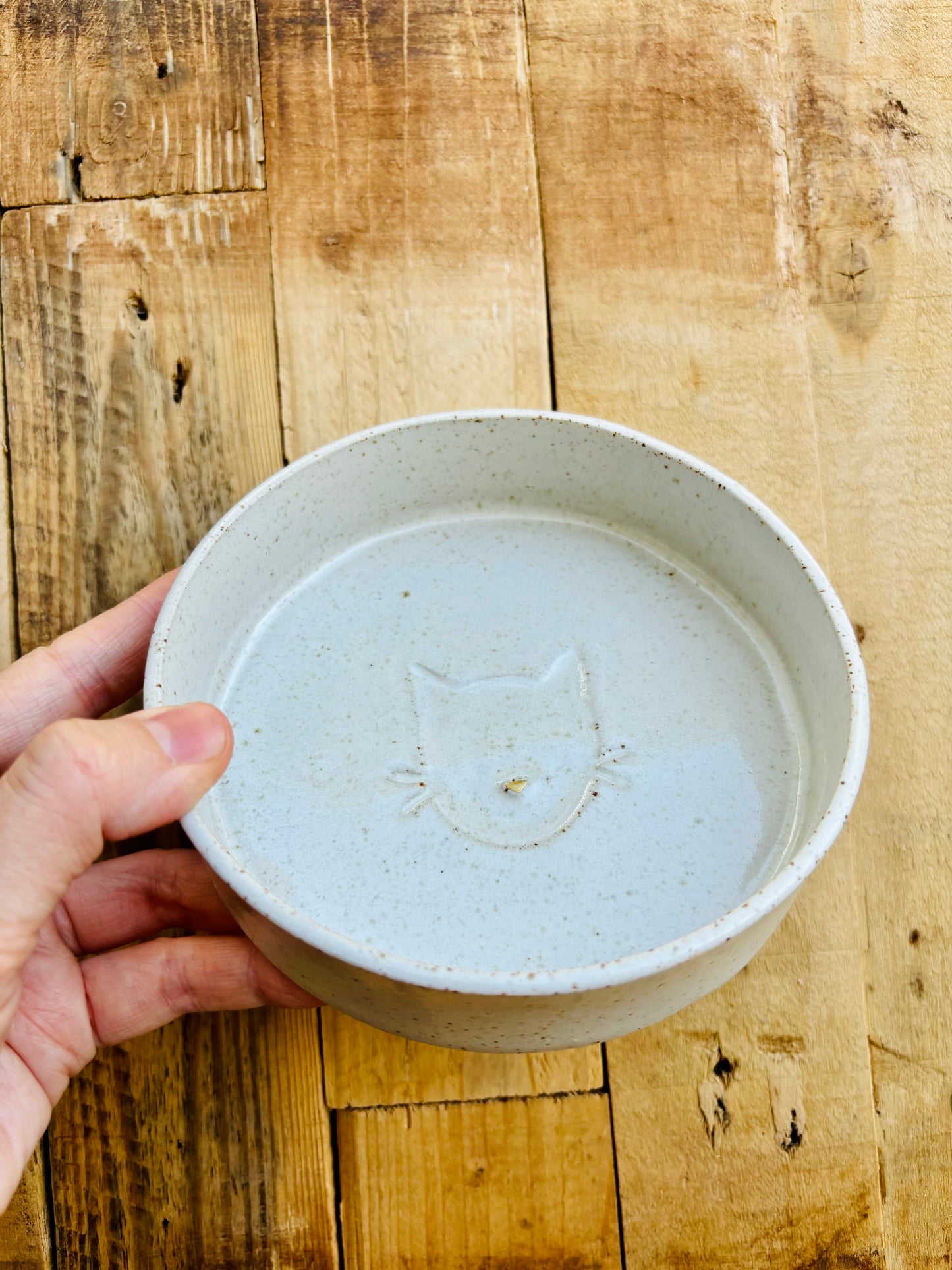 Cat pattern bowl - white and gold - in stock