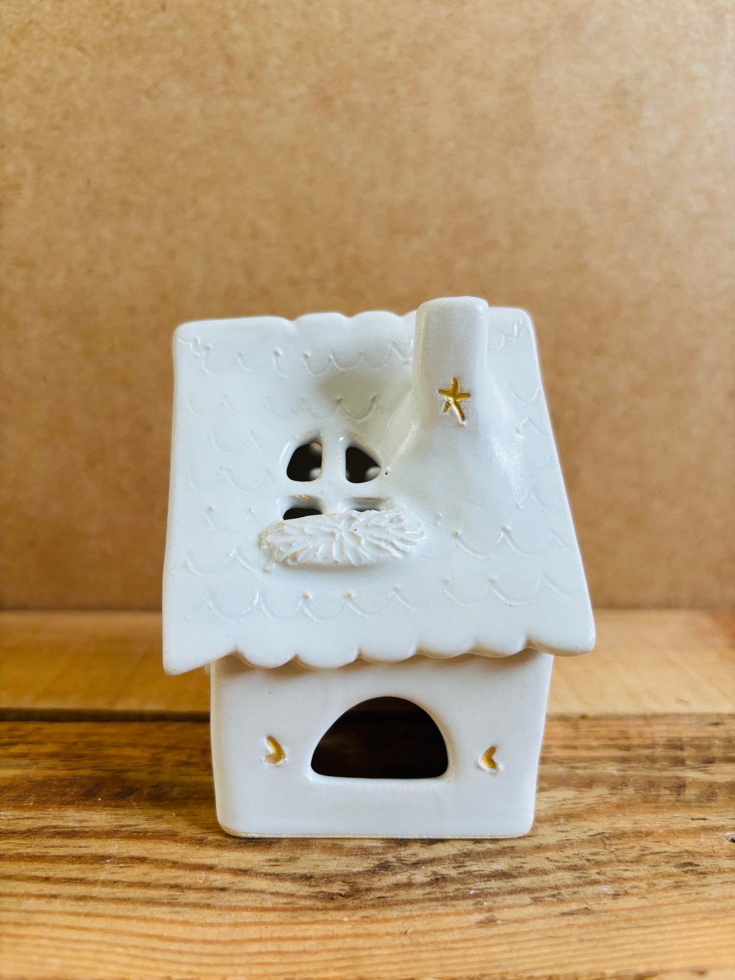 Maison de Noël - photophore blanc et or 19