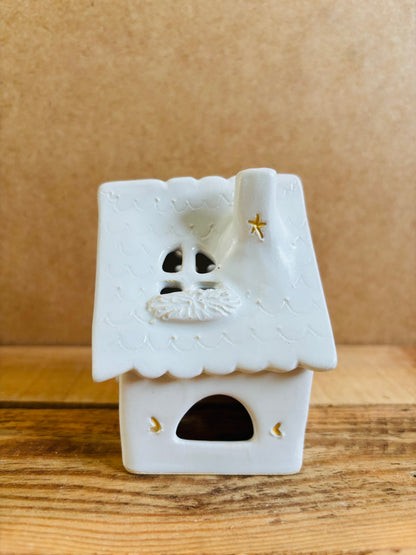 Maison de Noël - photophore blanc et or 19