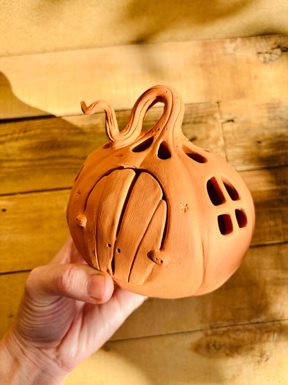 Maison citrouille - photophore orange 3