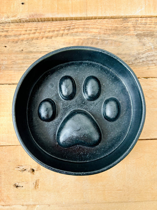 Anti-glutton bowl with paw pattern - black