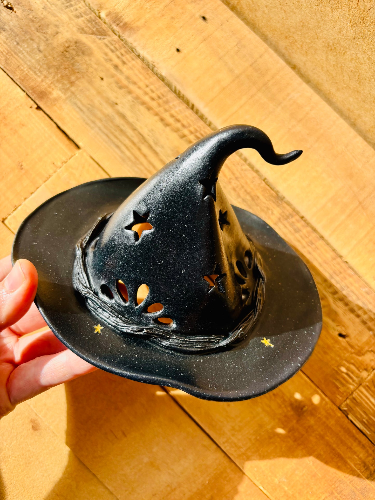 Chapeau de Sorcière  - photophore noir et doré 4