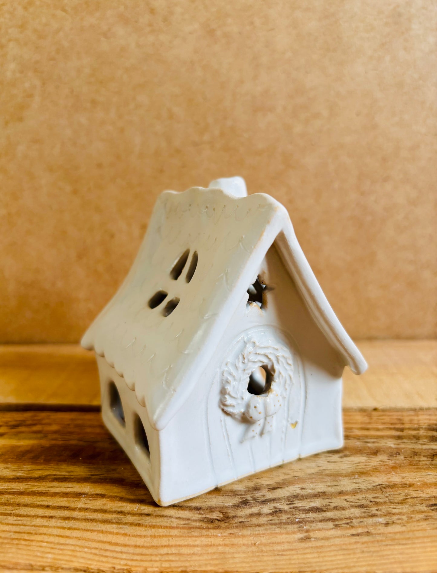 Maison de Noël - photophore blanc et or 21