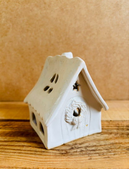 Maison de Noël - photophore blanc et or 21