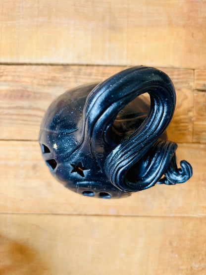 Maison citrouille - photophore noir et doré - 1
