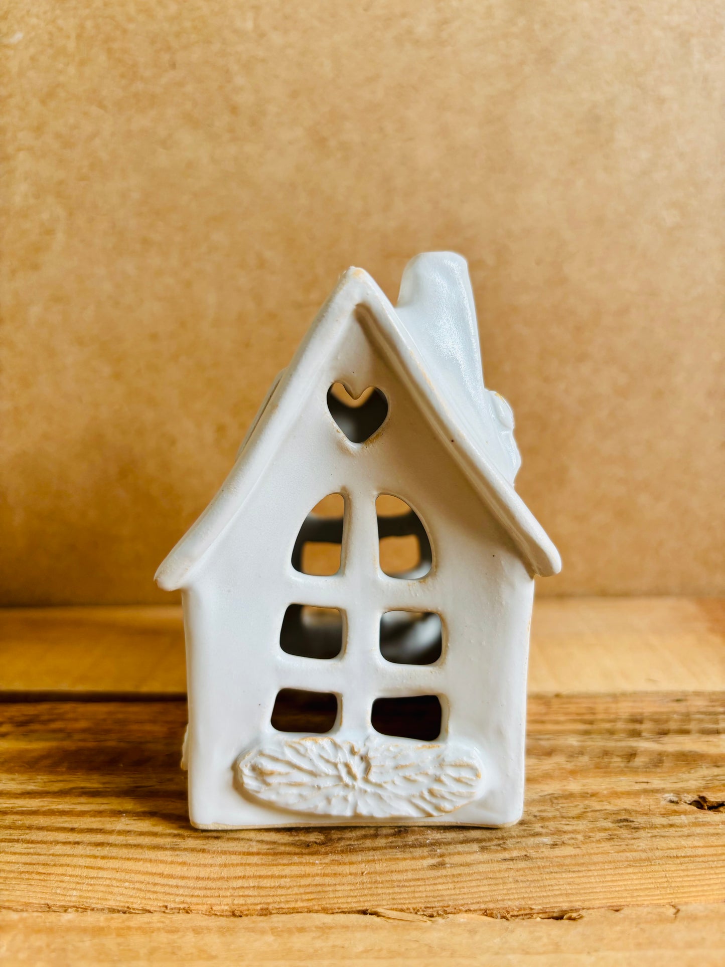 Maison de Noël - photophore blanc et or 27