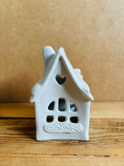 Maison de Noël - photophore blanc et or 32