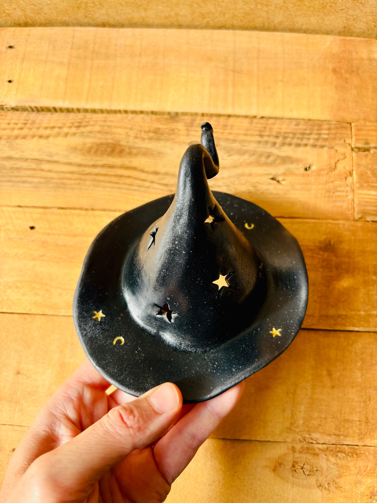 Chapeau de Sorcière  - photophore noir et doré 5