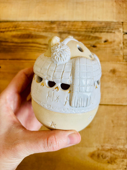 Ours polaire - photophore blanc et or 24