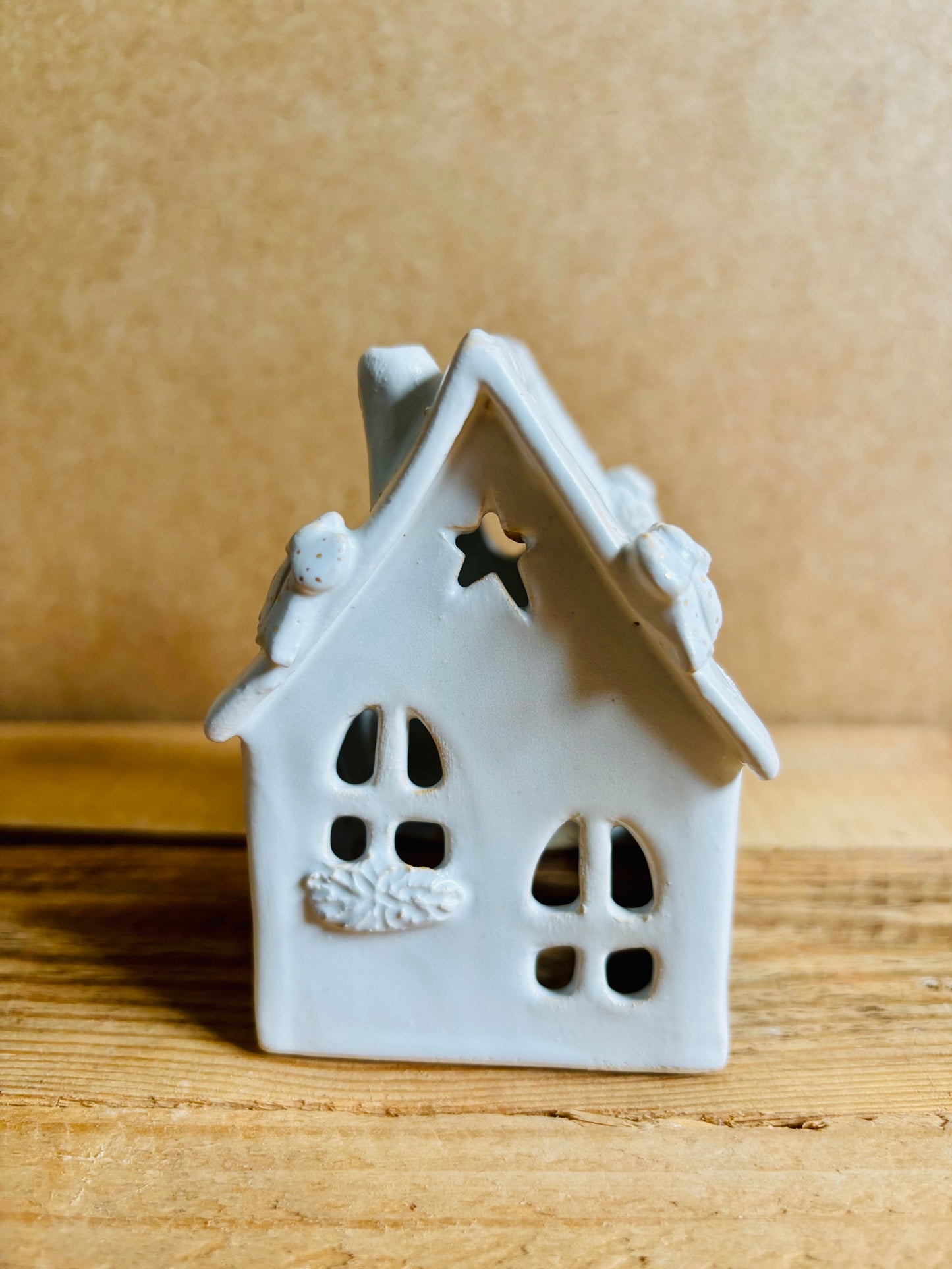 Maison de Noël - photophore blanc et or 7