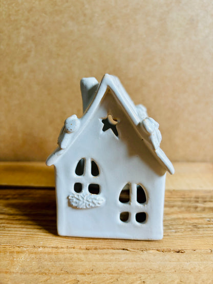 Maison de Noël - photophore blanc et or 7