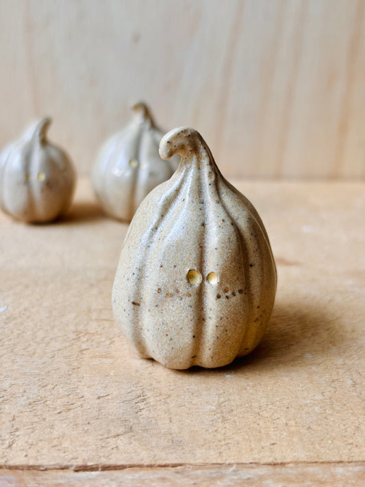 Citrouille miniature beige pyrité et or - 3