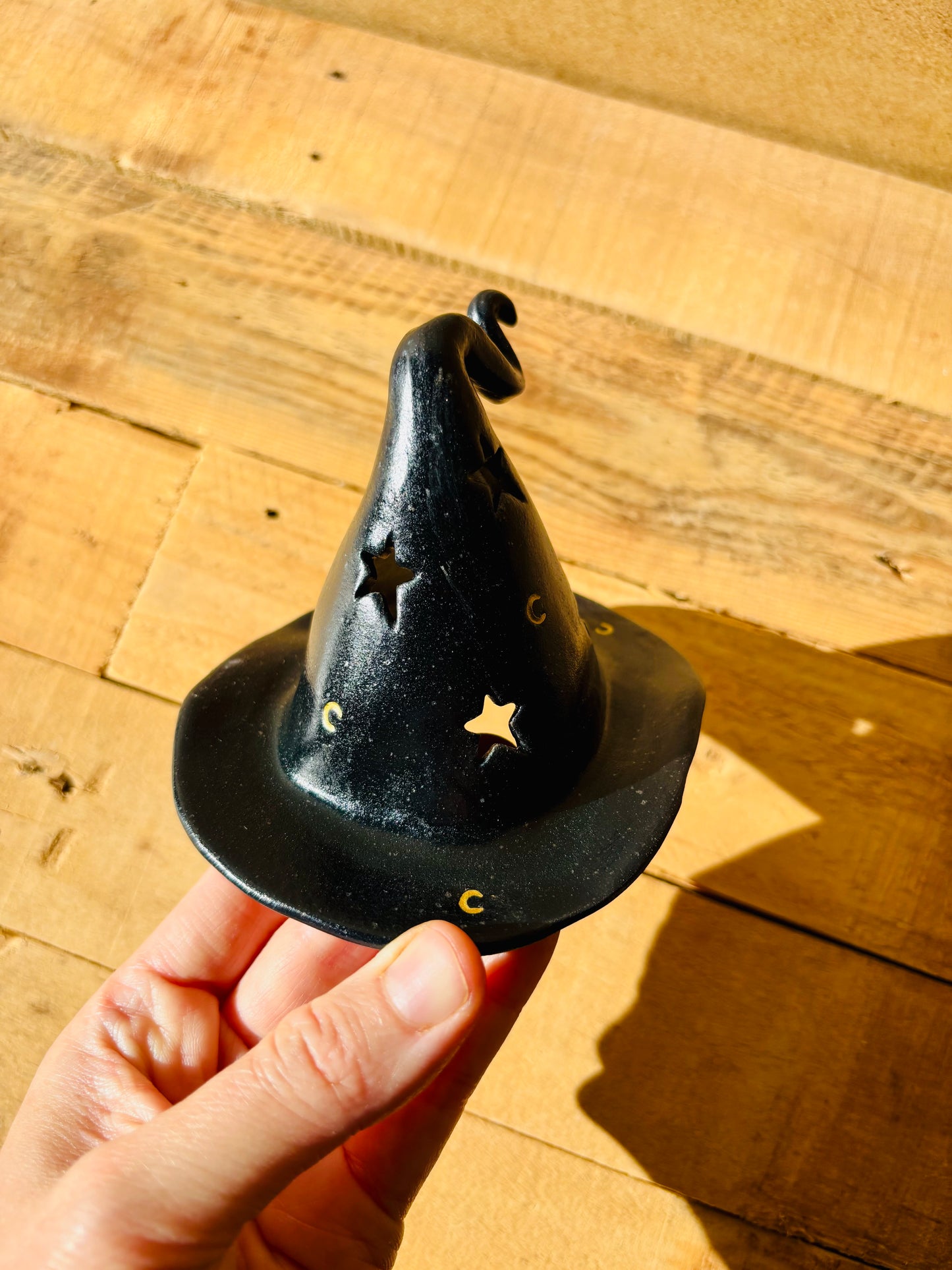 Chapeau de Sorcière  - photophore noir et doré 1