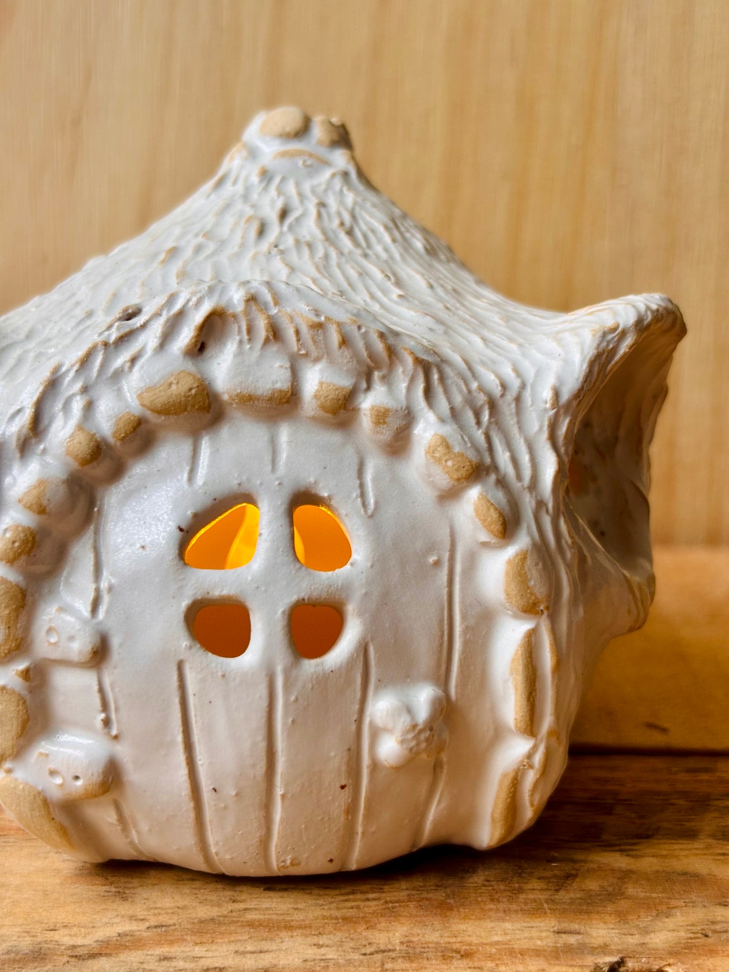 Maison Hobbit - photophore blanc 19