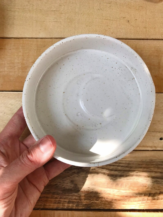 Pet bowl with white moon pattern