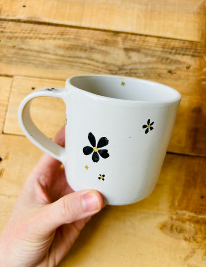 Tasse fleurs - noir et or