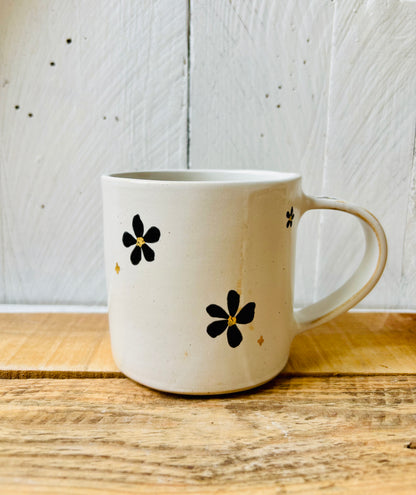 Tasse fleurs - noir et or