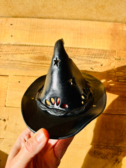 Chapeau de Sorcière  - photophore noir et doré 4