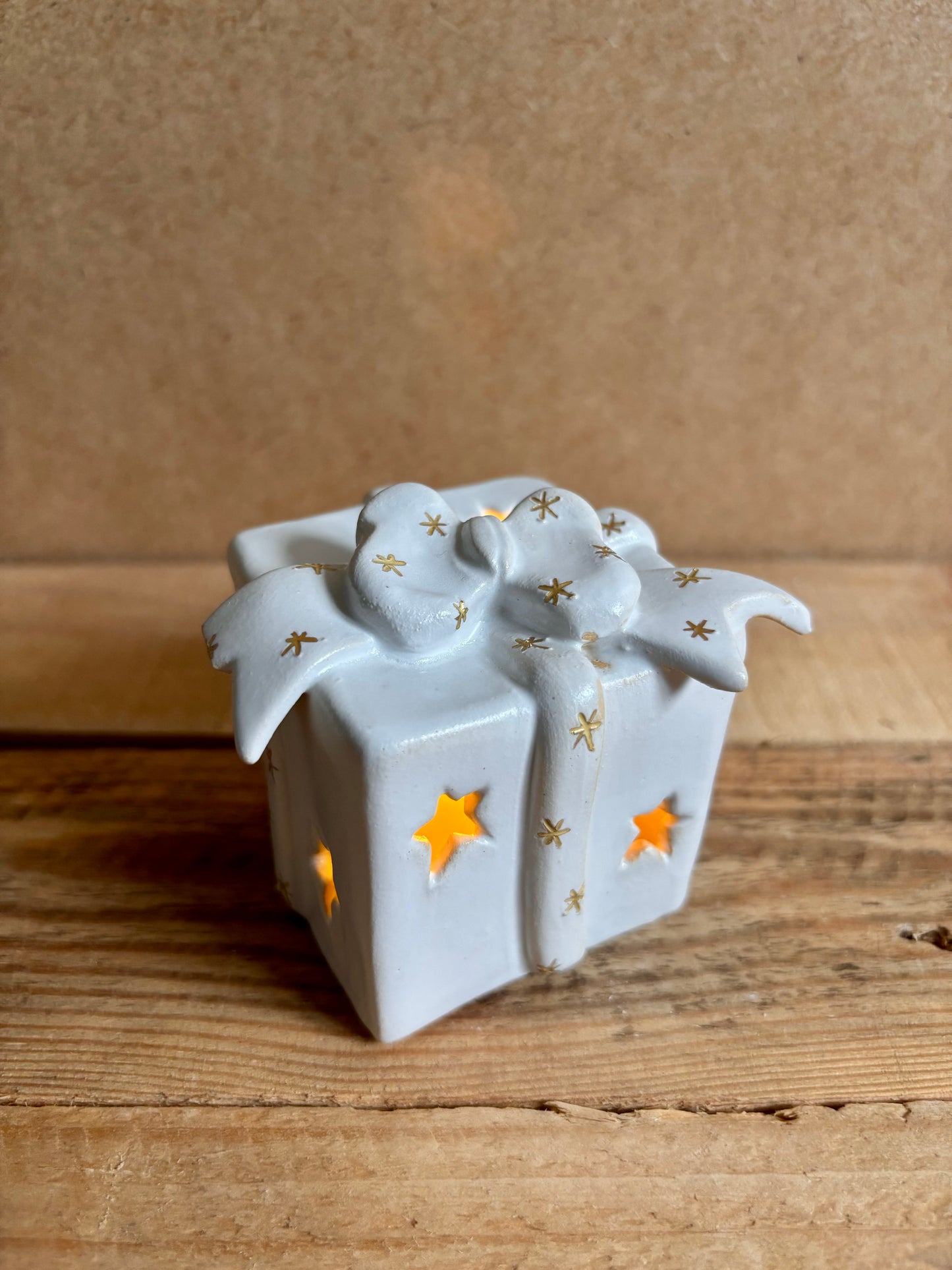 Cadeau de Noël - photophore blanc et or 2