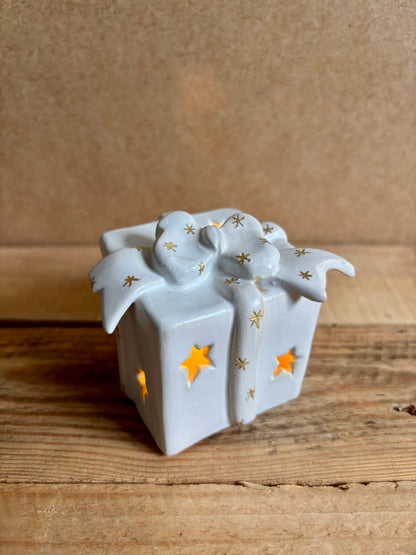 Cadeau de Noël - photophore blanc et or 2