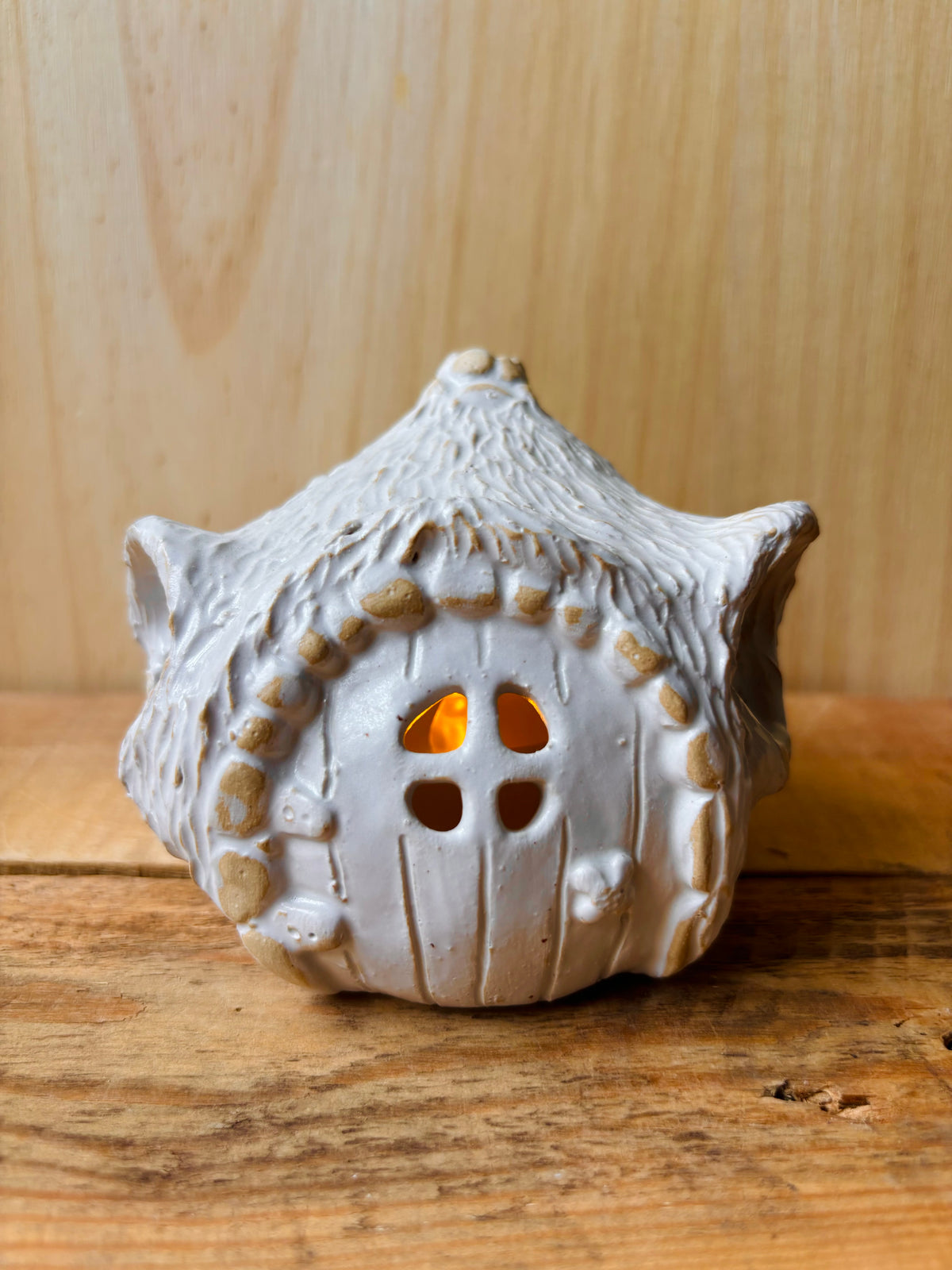 Maison Hobbit - photophore blanc 19