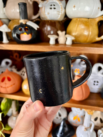 Starry Night Mug - black and gold - imperfect