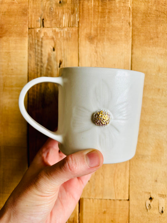 Tasse printemps - blanc et or