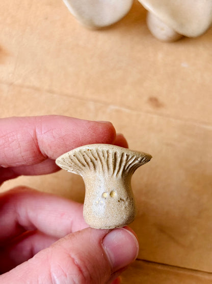 LEON PETIT - champignon miniature beige pyrité et or
