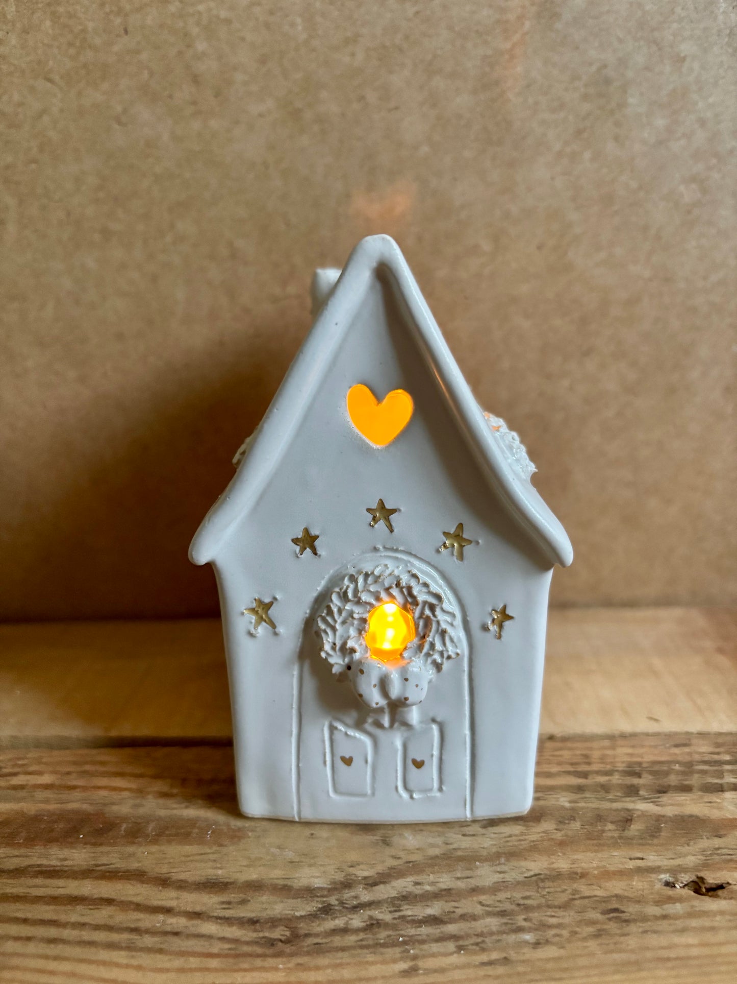 House 1 - white and gold tealight holder