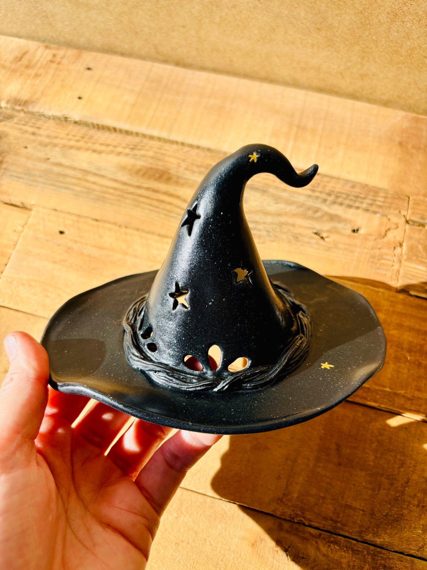 Chapeau de Sorcière  - photophore noir et doré 2