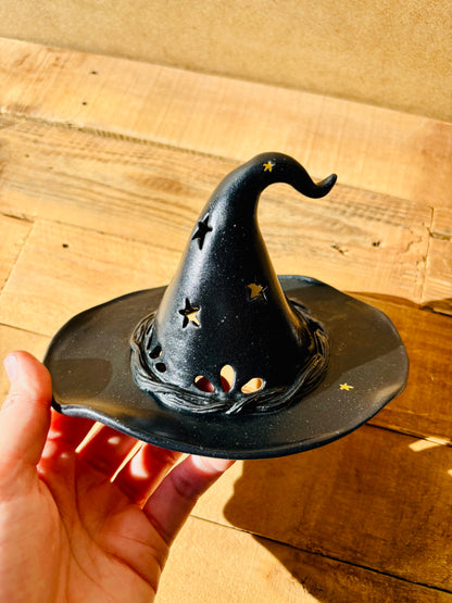 Chapeau de Sorcière  - photophore noir et doré 2