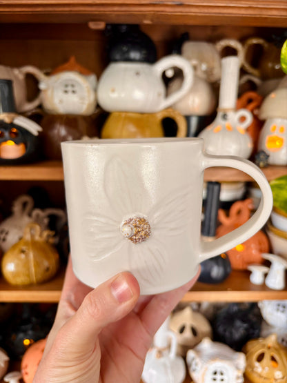 Tasse printemps - blanc et or