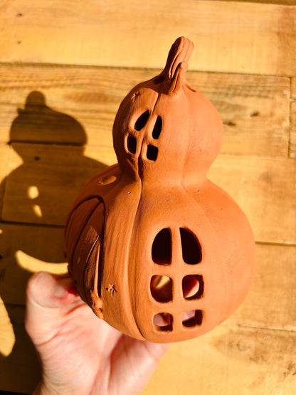 Grande maison citrouille - photophore orange 1
