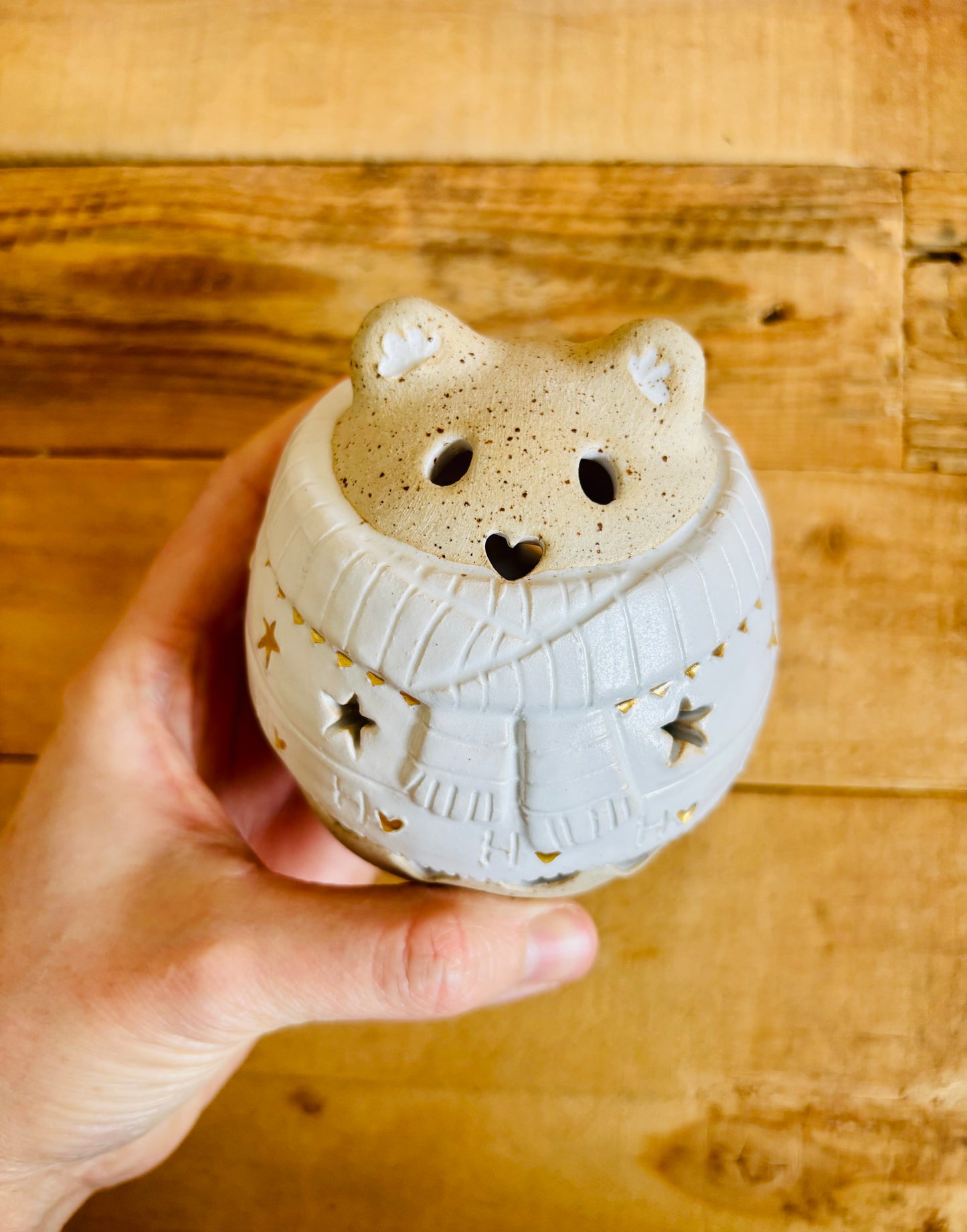 Ours polaire - photophore blanc et or 22