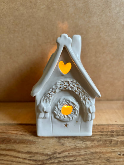 House 1 - white and gold tealight holder