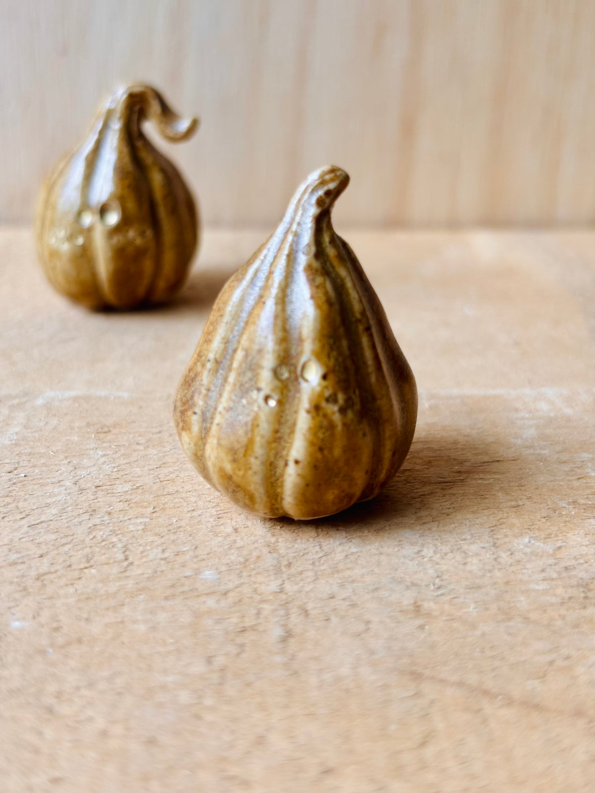 Citrouille miniature kaki pyrité et or - 2