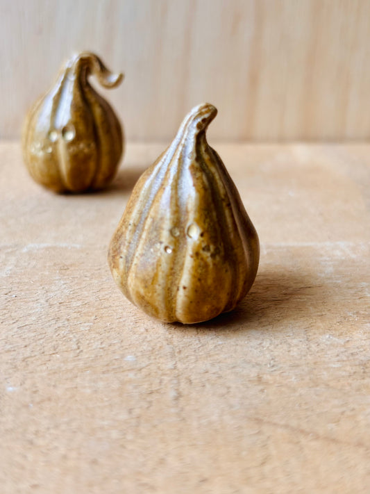 Citrouille miniature kaki pyrité et or - 2