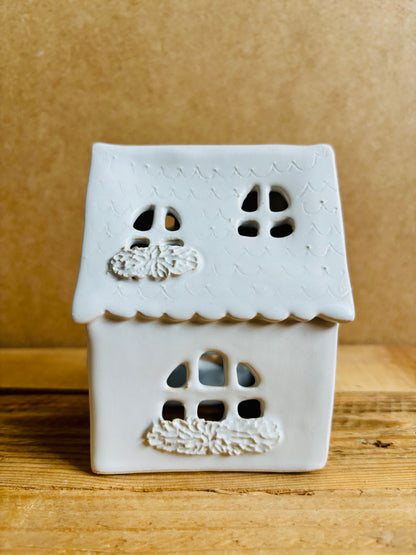 House 1 - white and gold tealight holder