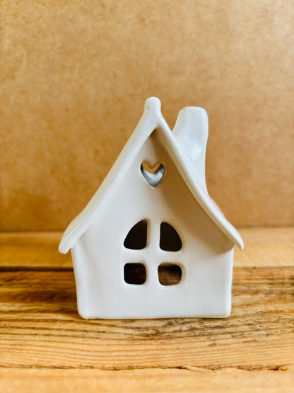 Maison de Noël - photophore blanc et or 25