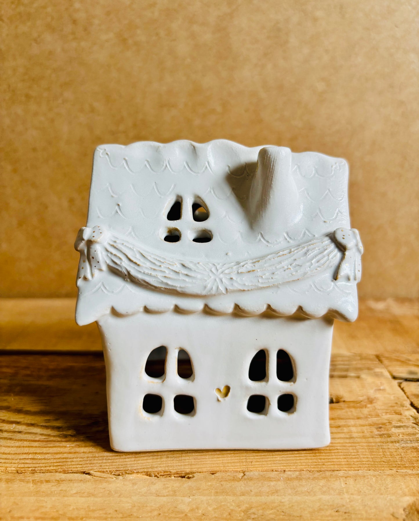 Maison de Noël - photophore blanc et or 8