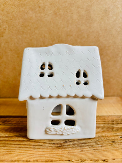 House 1 - white and gold tealight holder