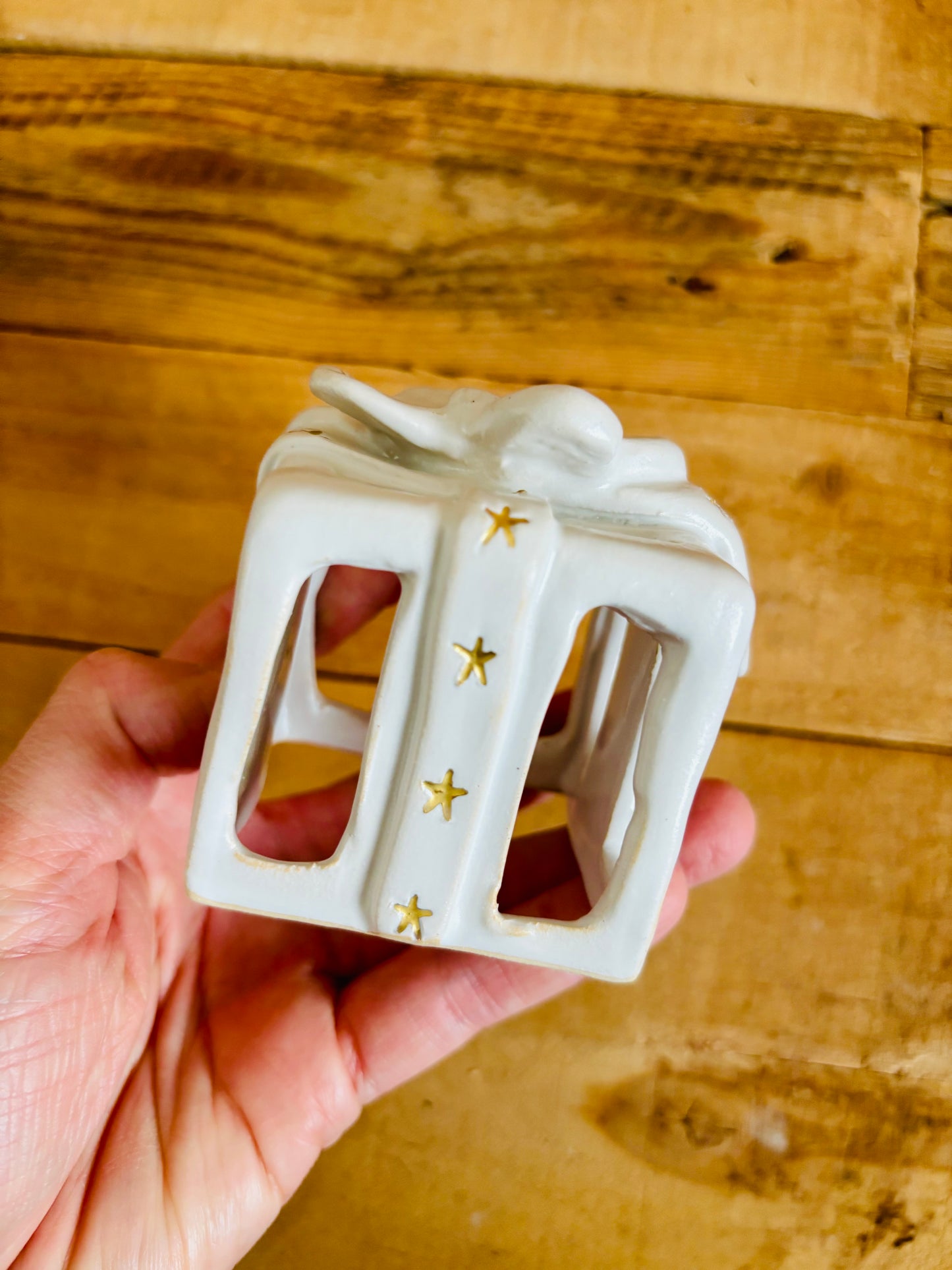 Cadeau de Noël - photophore blanc et or 1