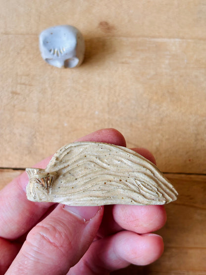 Hibou miniature blanc pyrité et or - 2