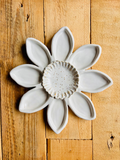 Grande fleur palette aquarelle et gouache blanche et or - 9