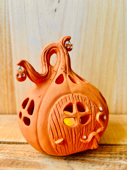 Maison citrouille - photophore orange 3
