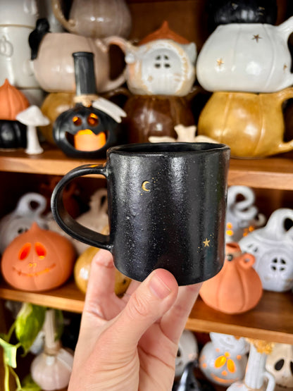 Starry Night Mug - black and gold - imperfect