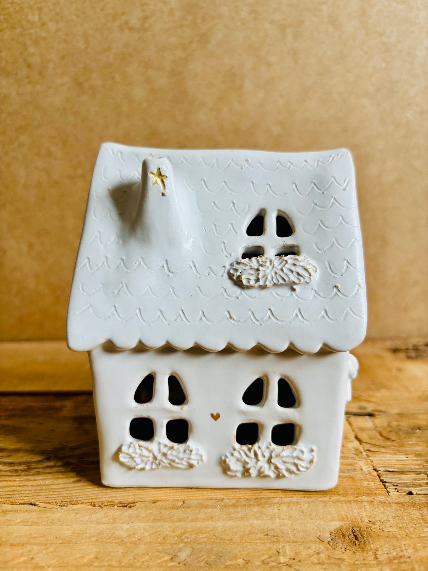 Maison de Noël - photophore blanc et or 9